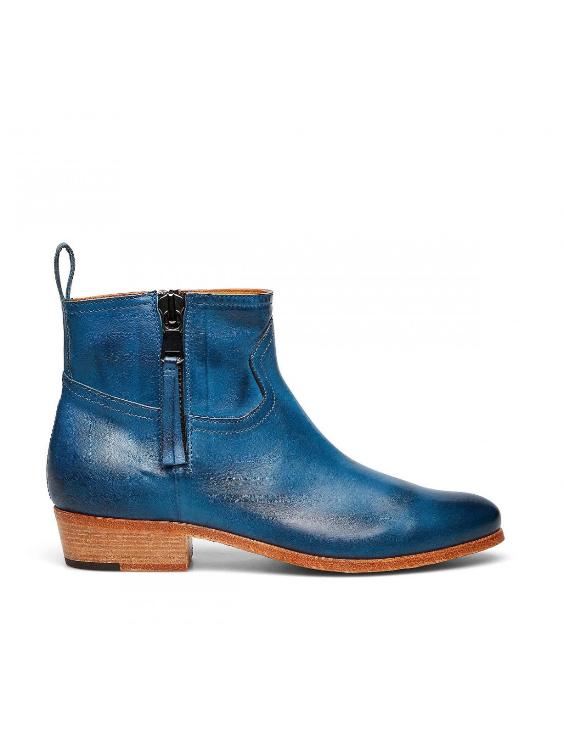 Bold cowboy-style ankle boots in exquisite, soft and hand-buffed vegetable nappa leather - view 1