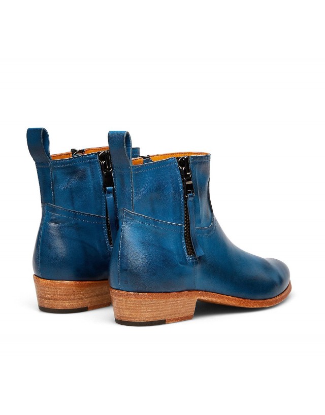 Bold cowboy-style ankle boots in exquisite, soft and hand-buffed vegetable nappa leather - view 3